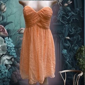 Donna‎ Morgan silk strapless dress in Peach Fuzz
